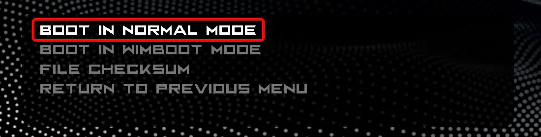 Выбор Boot in normal mode